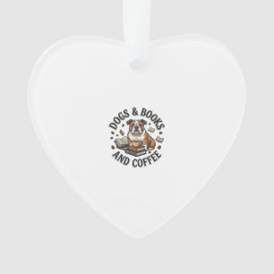 Hunde Bücher Kaffee Bulldogge Stapel Tasse_1 Ornament