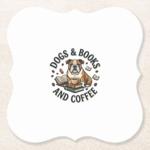 Hunde Bücher Kaffee Bulldogge Stapel Tasse_1 Untersetzer