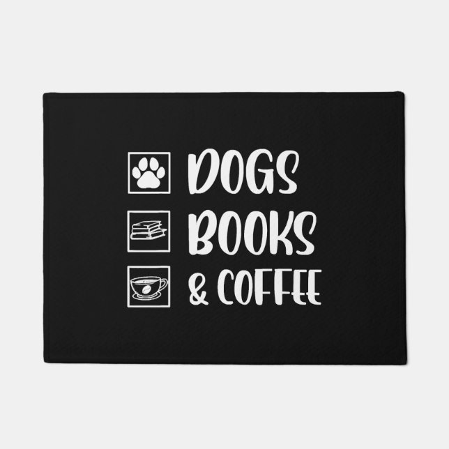 Hunde Bücher Kaffee Lustiger Hund Fußmatte (Vorderseite)