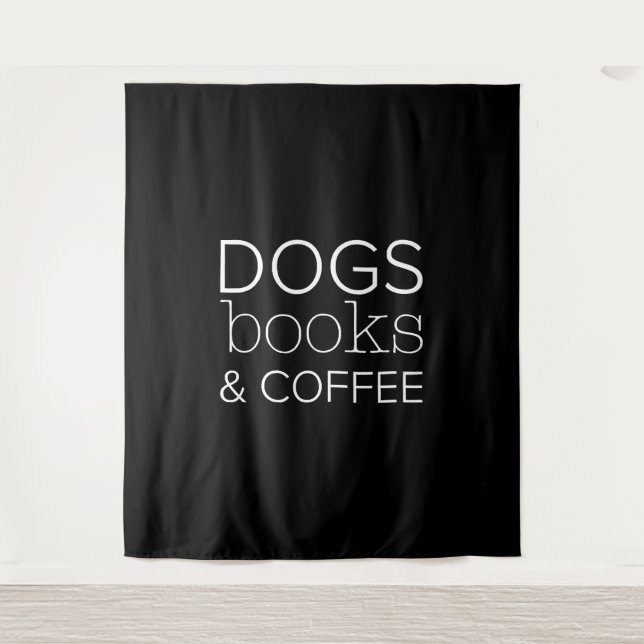 Hunde Bücher Kaffeebuchwurm Hunde Mama Wandteppich (Vorderseite)