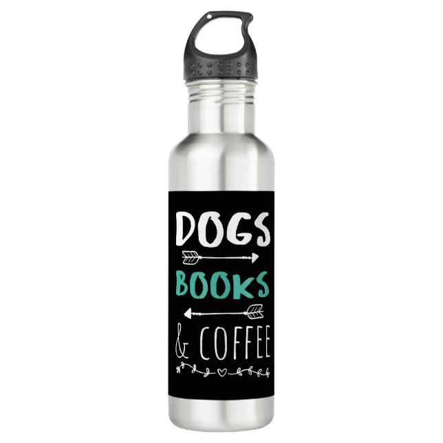 Hunde Bücher Kaffeewochenende Tiervorrat Edelstahlflasche (Vorderseite)