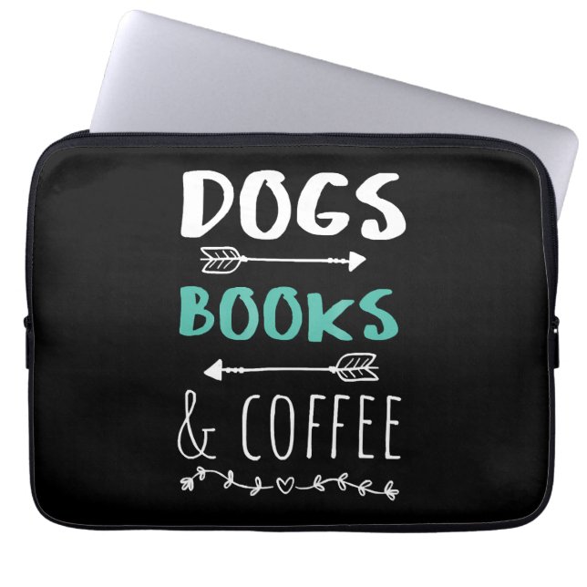 Hunde Bücher Kaffeewochenende Tiervorrat Laptopschutzhülle (Vorderseite)