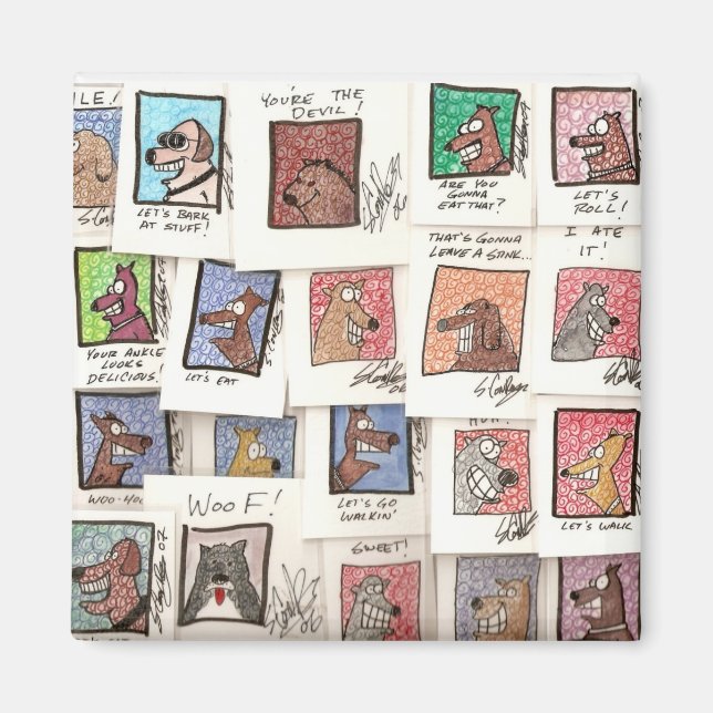 Hunde-Cartoon Magnet (Vorne)