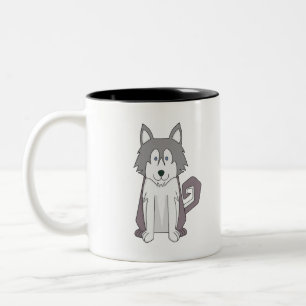 Hunde Cartoon Phantastisch Sibirischer Husky Zweifarbige Tasse