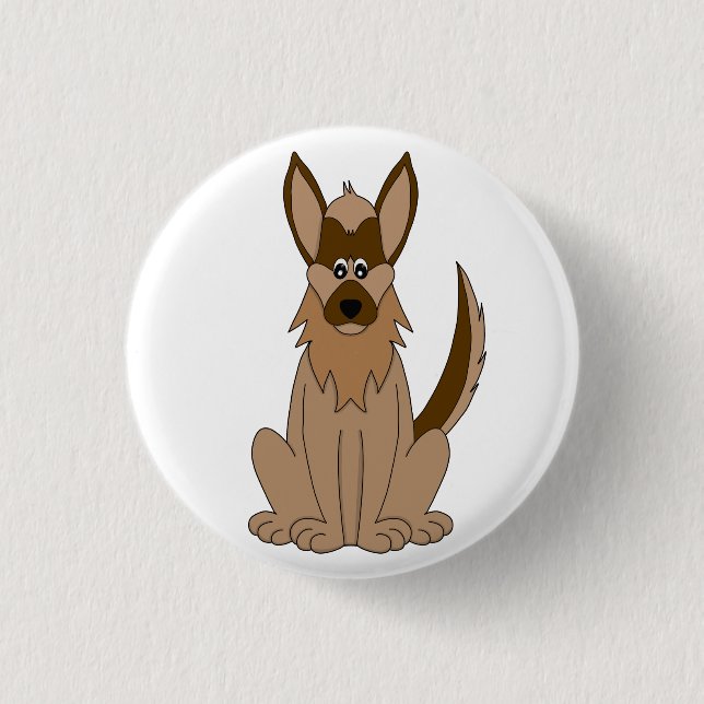 Hunde Cartoon Phantastischer deutscher Schäferhund Button (Vorderseite)