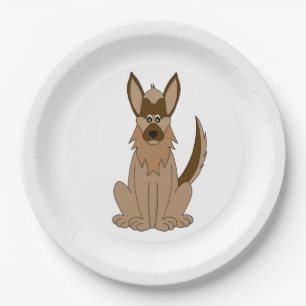 Hunde Cartoon Phantastischer deutscher Schäferhund Pappteller