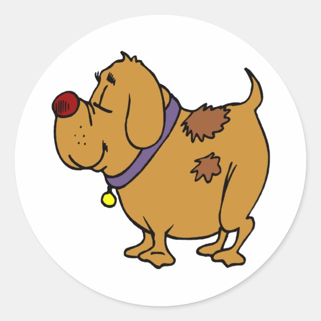 Hunde-Cartoon Runder Aufkleber (Vorderseite)
