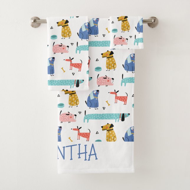 Hunde Cartoon Style Badhandtuch Set (Insitu)