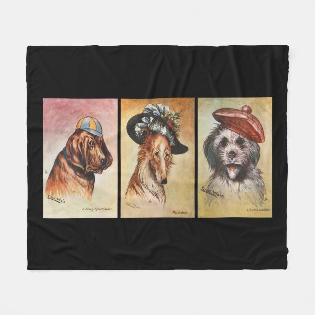 Hunde, Cartoon-Triptychon Fleecedecke (Vorderseite (Horizontal))