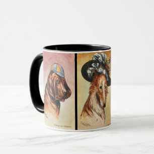 Hunde, Cartoon-Triptychon Tasse