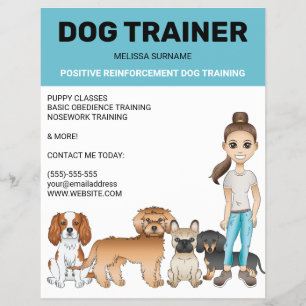 Hunde-Cartoons und ein Mädchen Personalisierbarer Flyer