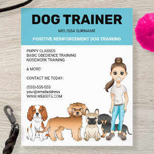 Hunde-Cartoons und ein Mädchen Personalisierbarer  Flyer