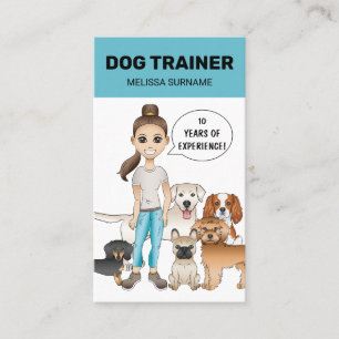 Hunde-Cartoons und ein Mädchen Personalisierbarer  Visitenkarte