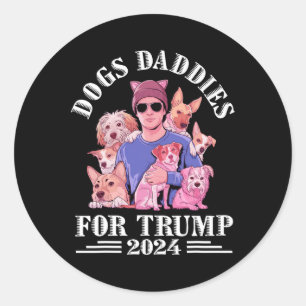 Hunde Daddies für Trump 2024 Kinderlose Hundefrau Runder Aufkleber