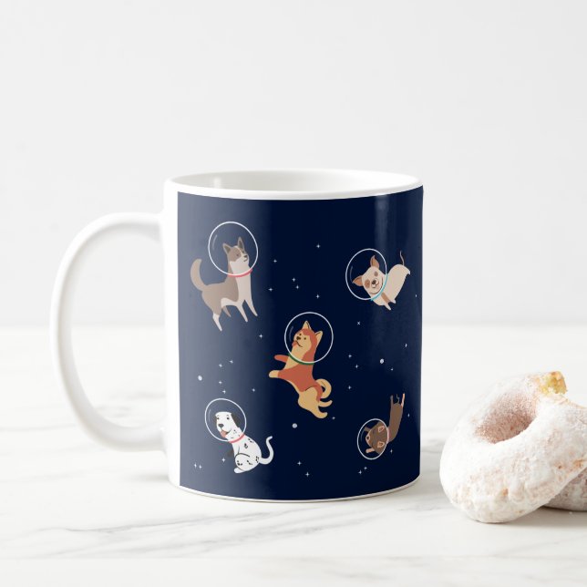 Hunde der Astronauten im Weltraum Kaffeetasse (Mit Donut)