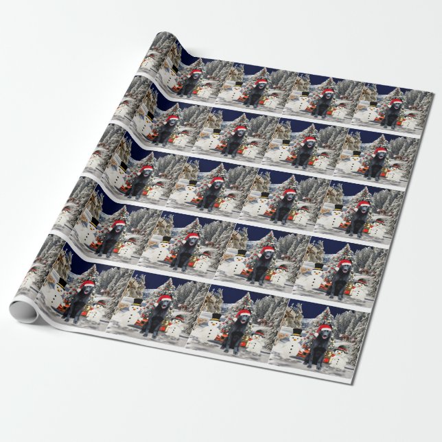 Hunde der deutschen Hirte in schneesicherer Weihna Geschenkpapier (Ungerollt)