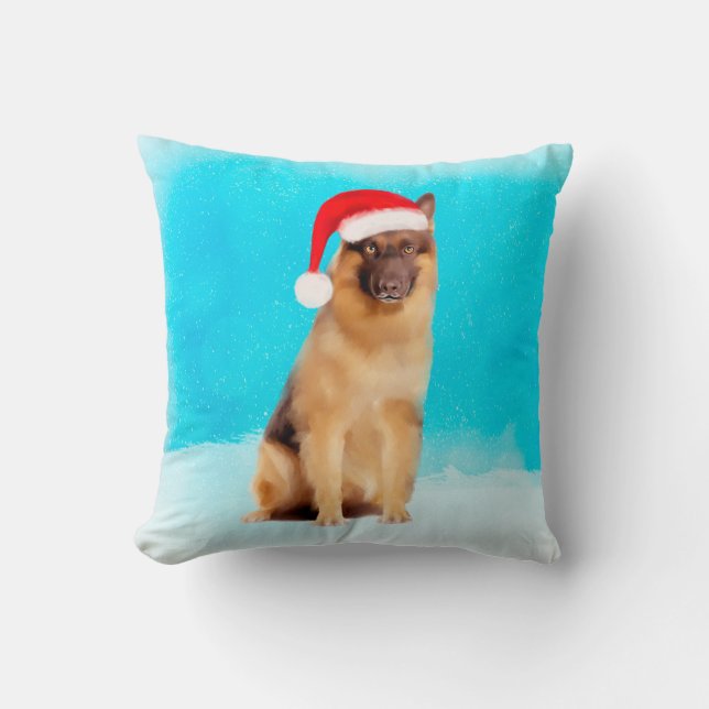 Hunde der deutschen Hirte in schneesicherer Weihna Kissen (Vorderseite)