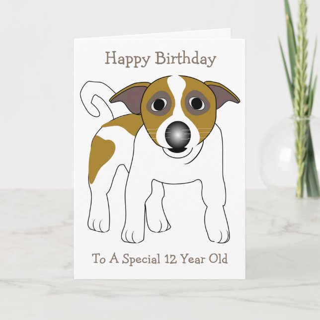 Hunde Design Personalisiert 12. Geburtstag Karte (Vorderseite)
