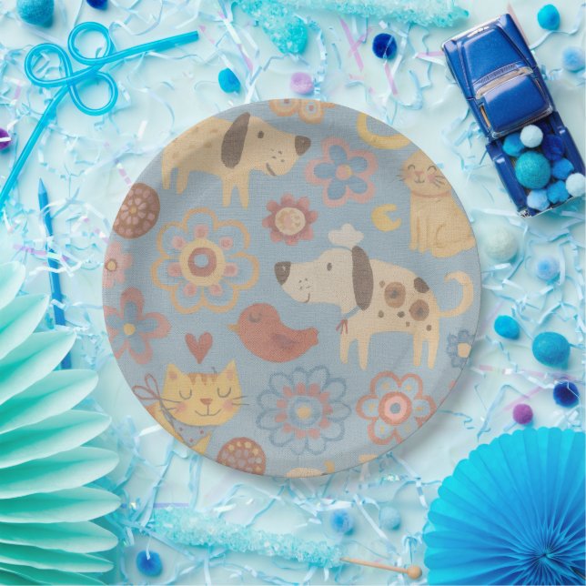 Hunde Designer-Papierplatten - Partyartikel  Pappteller (Party)