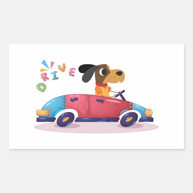 Hunde, die Auto fahren Rechteckiger Aufkleber (Vorderseite)