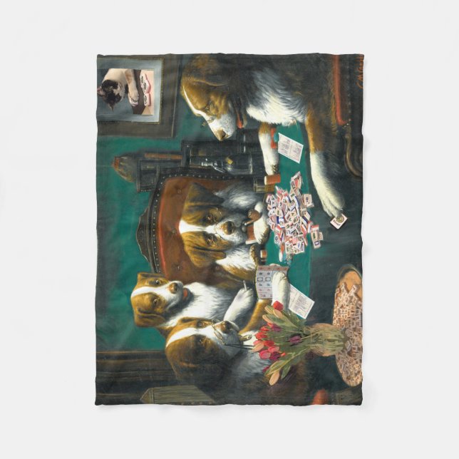 Hunde, die Decke Milliamperestunde Jongg spielen (Vorderseite)