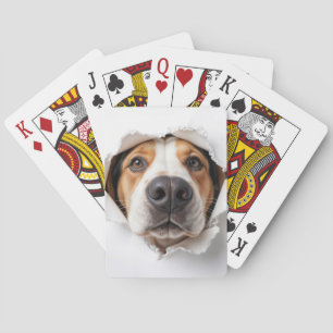 Hunde, die durch die Papierhalle des Drehpapiers p Spielkarten