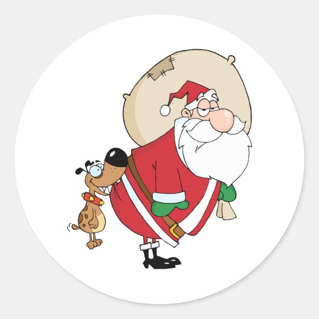 Hunde, die einen Weihnachtsmann bitten Runder Aufkleber (Vorderseite)