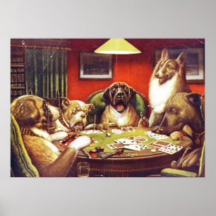 Hunde, die Karten spielen Poster