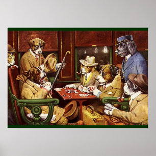 Hunde, die Karten spielen Poster