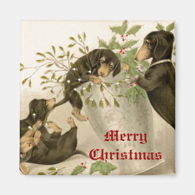 Hunde, die mit Weihnachtsgeschmack und Heilige Bee Magnet (Vorne)