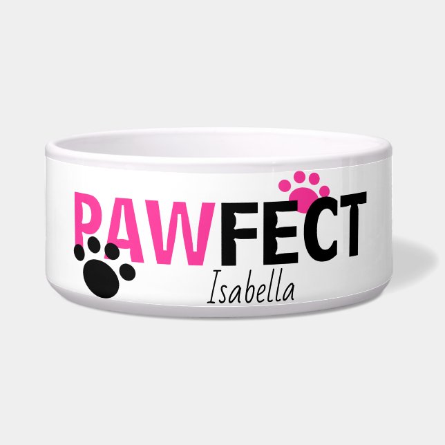 Hunde, die Pawfect in rosa Hundeschale Napf (Vorderseite)