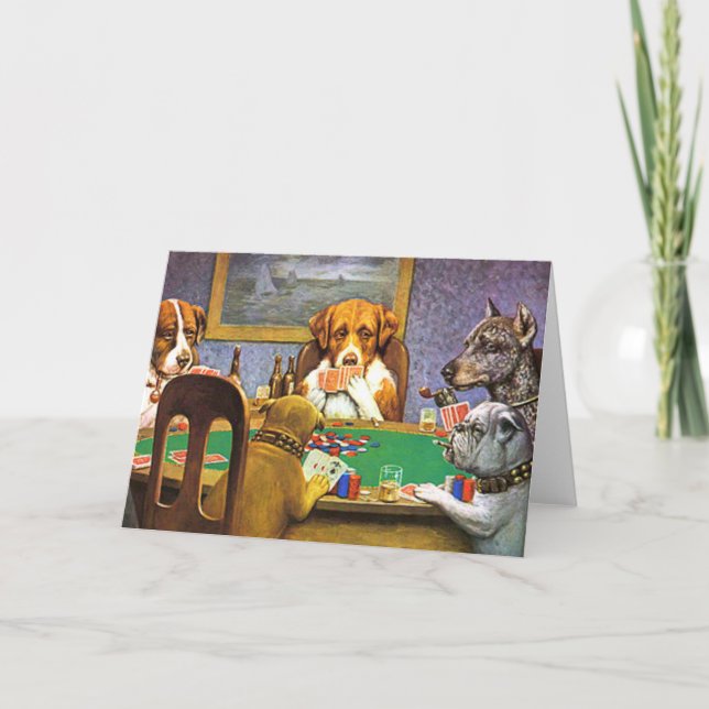 Hunde, die Poker als Freund spielen Karte (Vorderseite)