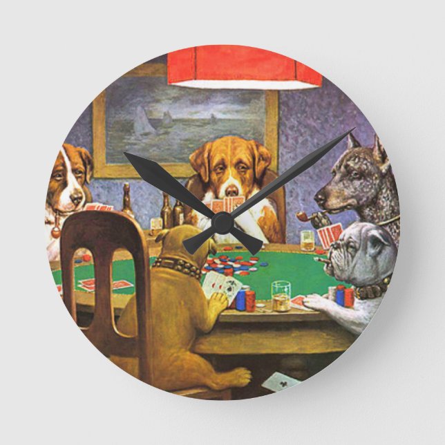 Hunde, die Poker als Freund spielen Runde Wanduhr (Vorderseite)