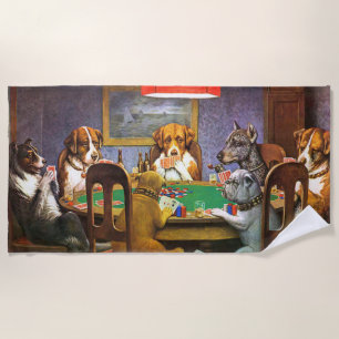 Hunde, die Poker als Freund spielen Strandtuch