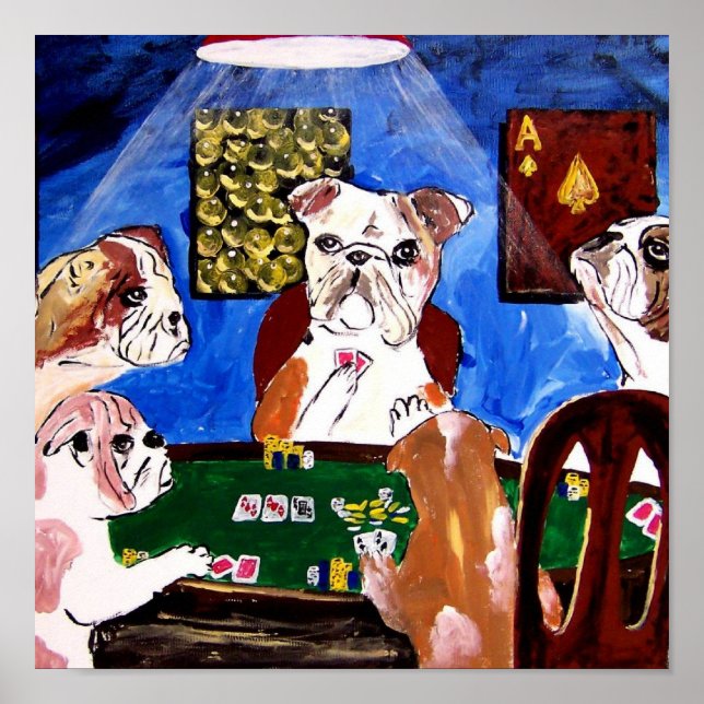 HUNDE, DIE POKER QUAD ACES SPIELEN POSTER (Vorne)