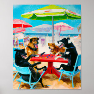 Hunde, die Poker spielen in Fort Lauderda Poster