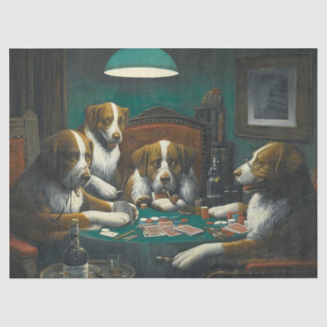 Hunde, die Poker spielen (Tierkartenspiel) Seidenpapier (Vorderseite)