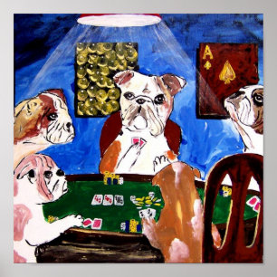 HUNDE, DIE POKER-VIERERKABEL-ASSE SPIELEN POSTER