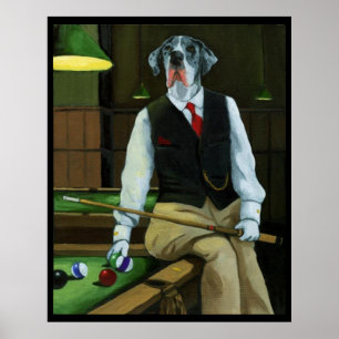 Hunde, die Pool - Deutsche Dogge spielen Poster