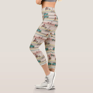 Hunde, die sich im Fahrzeugmuster bewegen Capri Leggings