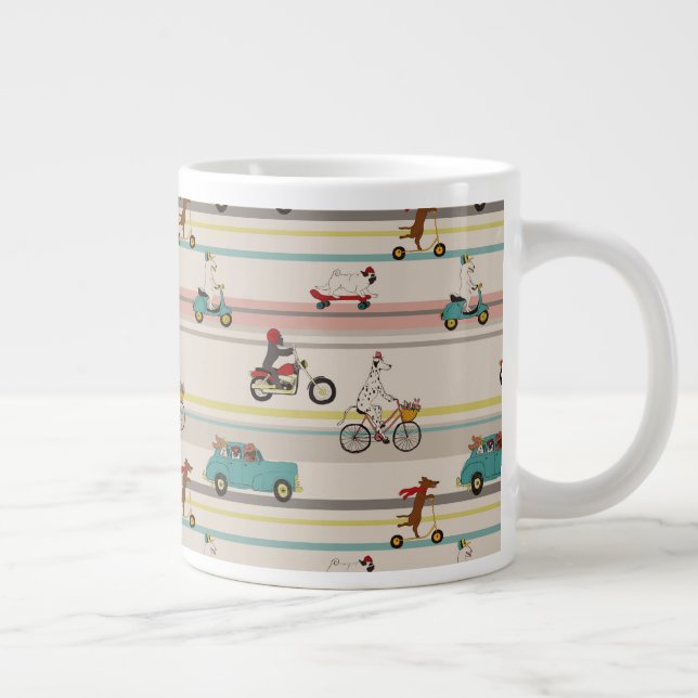 Hunde, die sich im Fahrzeugmuster bewegen Jumbo-Tasse (Rechts)