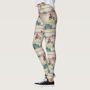 Hunde, die sich im Fahrzeugmuster bewegen Leggings
