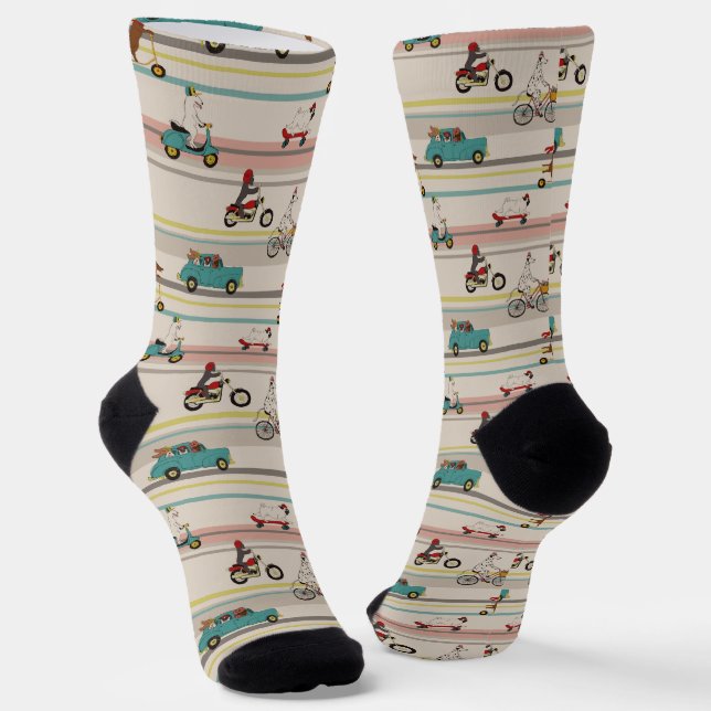 Hunde, die sich im Fahrzeugmuster bewegen Socken (Gewinkelt)