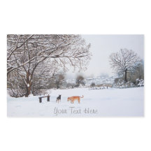 Hunde, die Winterschneeszene-Landschaftsmalerei sp