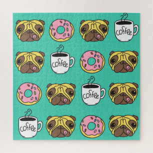 Hunde, Donuts, Kaffeemuster.