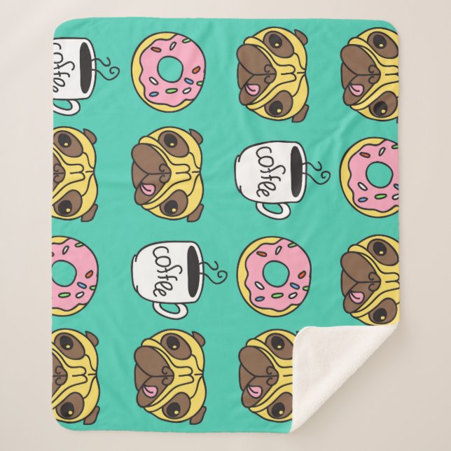 Hunde, Donuts, Kaffeemuster. Sherpadecke (Vorderseite)