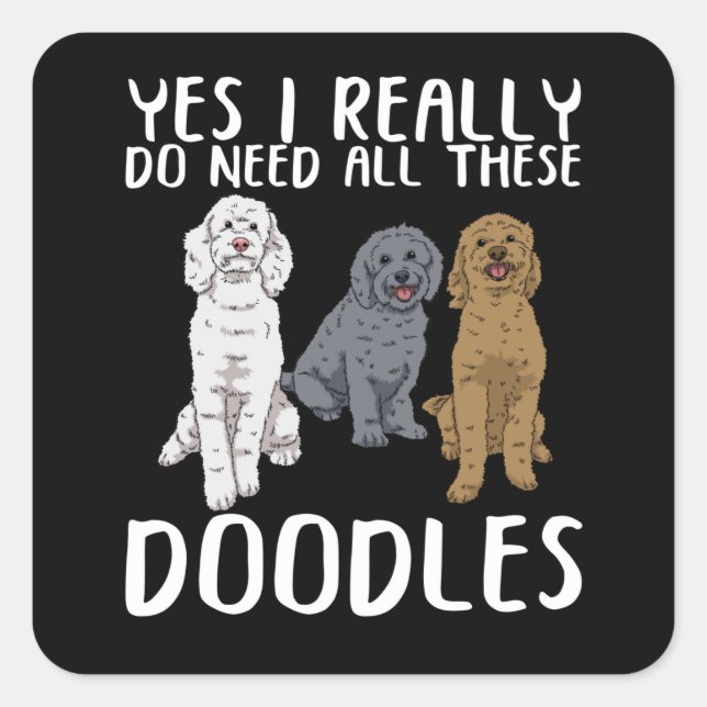 Hunde Doodle Mama gibt Vater Labradoodle Doodle Quadratischer Aufkleber (Vorderseite)