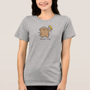 Hunde-Dusche Brauner Pudel Badezeit Kawaii Tri-Blend Shirt