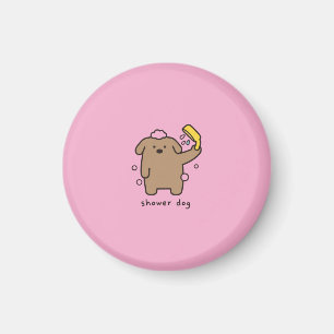 Hunde-Dusche Brauner Pudel Badzeit Kawaii Magnet