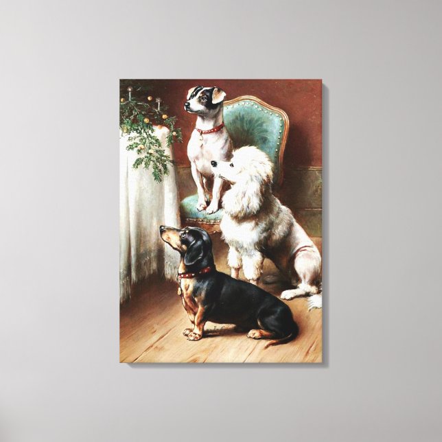 Hunde - Eine Weihnachtsfeier, ein Kunstwerk von Ca Leinwanddruck (Vorderseite)
